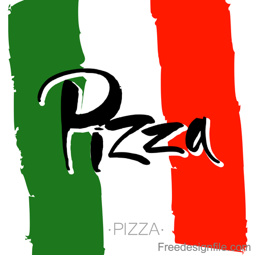 pizza lettering banner template vector design 01