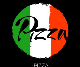 pizza lettering banner template vector design 02