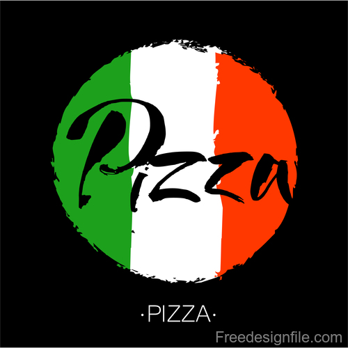pizza lettering banner template vector design 02