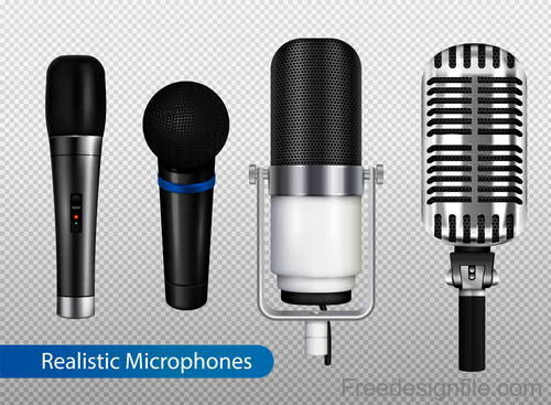 profesional microphone realistic set vector