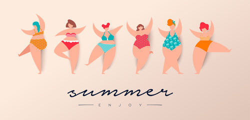 summer womens swinsuit background vector 01