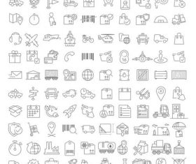 100 linear LOGISTICS icons vector