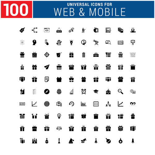 100 universal Icon Set Vector