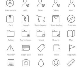 25 linear icons Interface elements vector