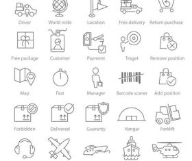 25 linear icons Logisctics vector