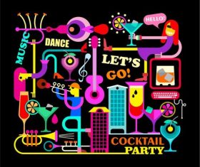 Abstract Cocktail art silhouette vector