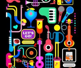 Abstract music Cocktail silhouette vector