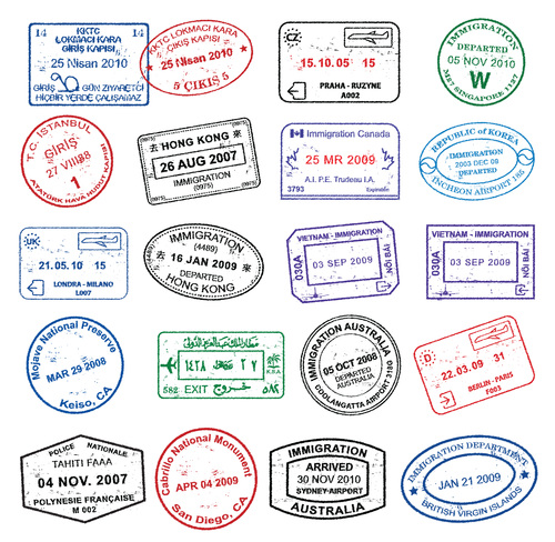Access passport stamp vectors