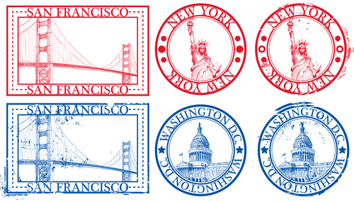 American landmark stamp vectors
