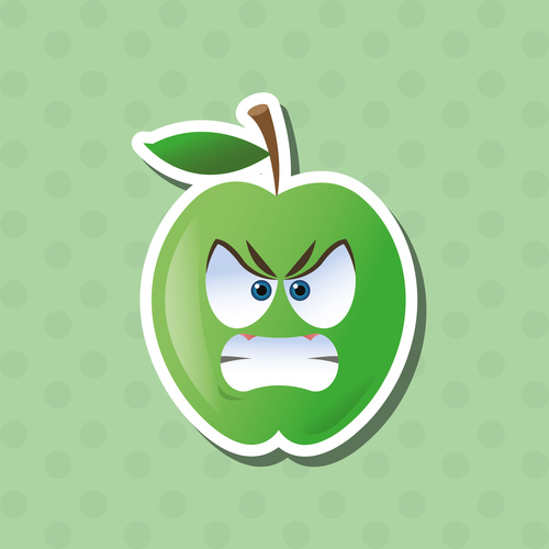 Angry apple emoticon icon vector