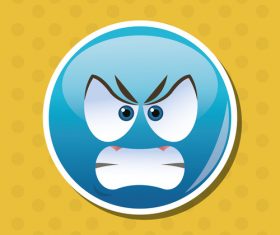Angry emoticon icon vector
