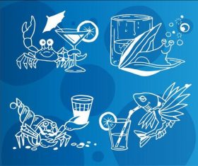 Animal Cocktails Party Illustrations vectors 01