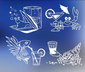 Animal Cocktails Party Illustrations vectors 02