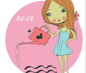 Aquarius girl cartoon vector