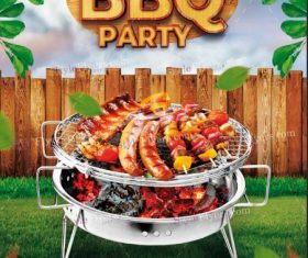 BBQ Party psd flyer template and facebook cover