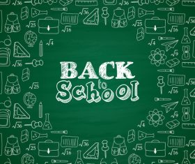 Back to schooi green background vector