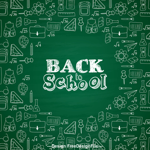 Back to schooi green background vector