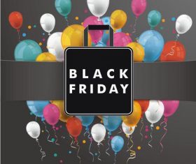 Banner Black Friday Shopping Bag Balloons vectors