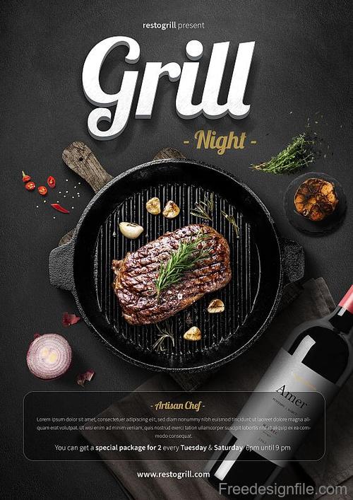 Barbeque Flyer with Poster PSD template