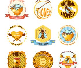 Bee and honey sticker label vector