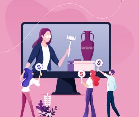 Bid auction and buy online concept vectors