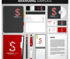Black and red corporate identity template vector