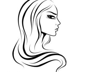 Black and white lines female sketch vectors