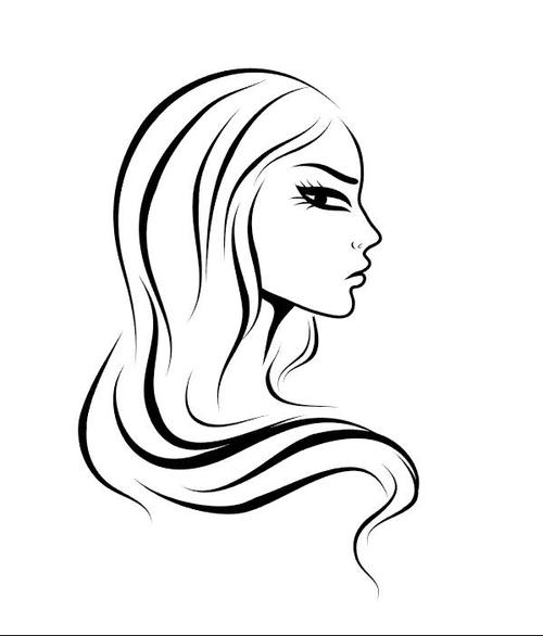 Black and white lines female sketch vectors