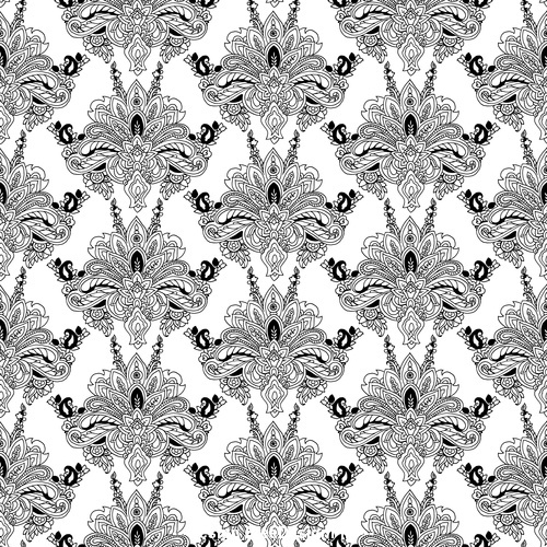 Black and white seamless floral pattern ornament vector