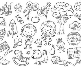 Black and white sketch for children vector