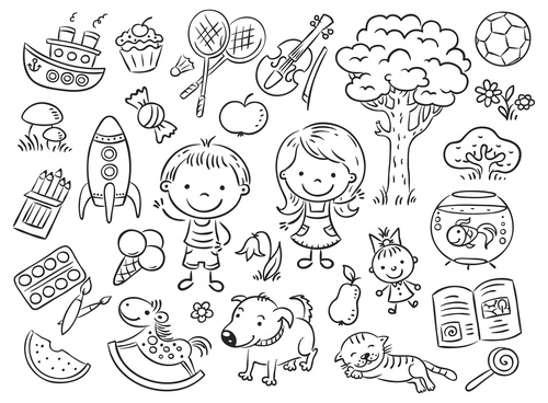 Black and white sketch for children vector free download