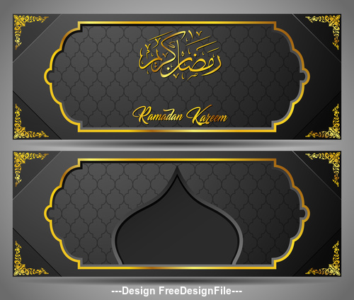 Black background Ramadan Kareem vector greeting card banner vector free  download