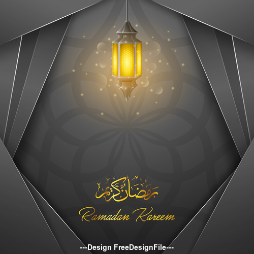 Black background Ramadan Kareem vector greeting card vector 01