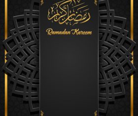 Black background Ramadan Kareem vector greeting card vector 02