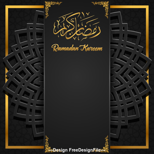 Black background Ramadan Kareem vector greeting card vector 02 free download