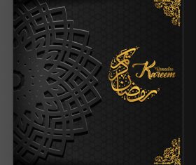 Black background Ramadan Kareem vector greeting card vector 03