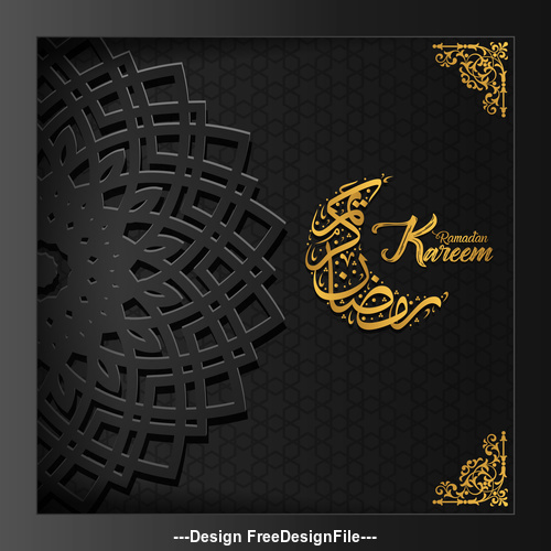 Black background Ramadan Kareem vector greeting card vector 03