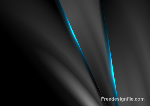 Black blue glow smooth stripes metal background vector