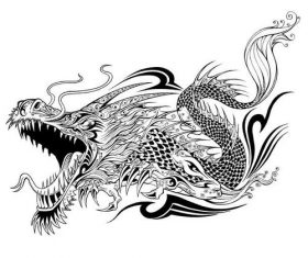 Black dragon tattoo silhouette vector