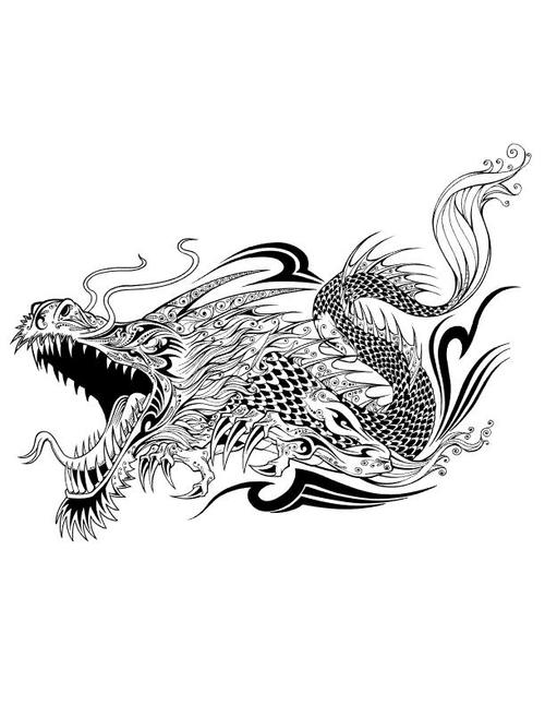 Black dragon tattoo silhouette vector