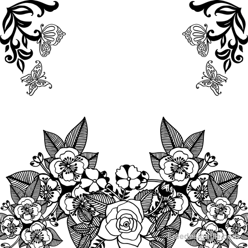 Black flower ornaments illustration vector design 01