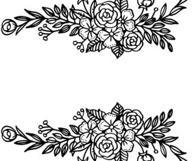 Black flower ornaments illustration vector design 02