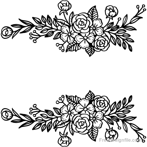 Black flower ornaments illustration vector design 02