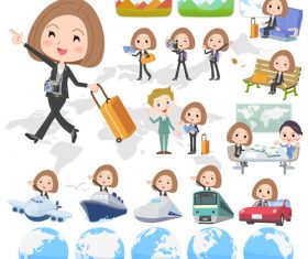 Black jacket pants business woman travel vector