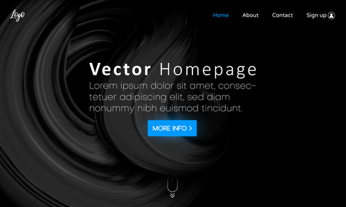 Black website template vector homepage design vectors