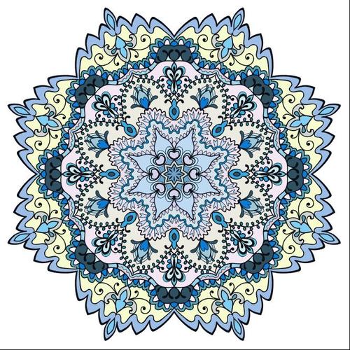 Blue Mandala geometric round ornament vector