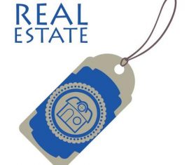 Blue Real estate label vector