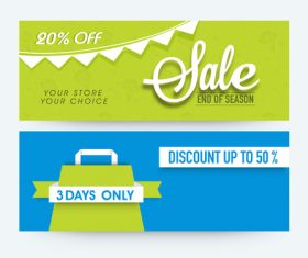 Blue and green background sale banner vector