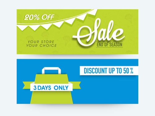 Blue and green background sale banner vector