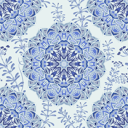 Blue and white porcelain background seamless pattern vectors